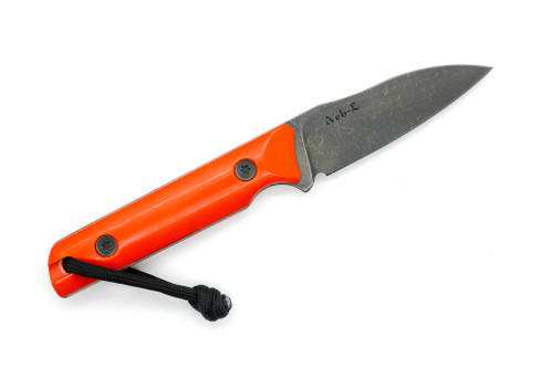 JP Bladesmithing - Wharnfang XL - 3.125" AEB-L Fixed Blade W/ Hunter Orange Linen Micarta Handle & Black Leather Sheath