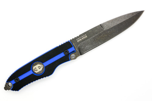 Hoffner Knives: Hand Spear - 5" Black 440C Stainless Steel Fixed Blade Knife - Thin Blue Line G10 Handle