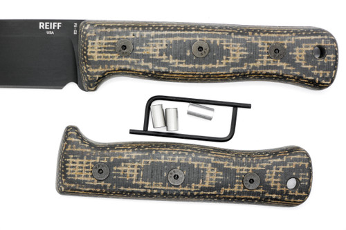 TKC Micarta W/ Burlap Handle for Reiff Knives F5 GEN 2  - Black Micarta W/ Brown Burlap