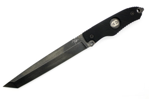Hoffner Knives: The Beast - 7" Black 440C Stainless Steel Fixed Blade Knife - Flatline Black G10 Grips