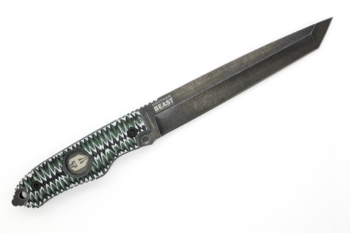 Hoffner Knives: The Beast - 7" Black 440C Stainless Steel Fixed Blade Knife - Chiseled Dark Ops G-10 Grips