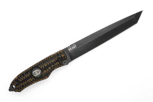 Hoffner Knives: The Beast - 7" Black 440C Stainless Steel Fixed Blade Knife - Chiseled Maduro Grips G-10 Grips
