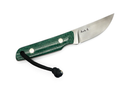 JP Bladesmithing - Shinobi EDC- 2.35" AEB-L Fixed Blade W/ Green Jute Micarta Handle & Black Leather Sheath