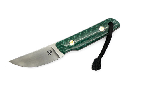 JP Bladesmithing - Shinobi EDC- 2.35" AEB-L Fixed Blade W/ Green Jute Micarta Handle & Black Leather Sheath