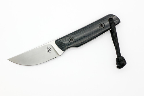 JP Bladesmithing - Shinobi EDC- 2.35" AEB-L Fixed Blade W/ Black Canvas Micarta Handle & Black Kydex Sheath