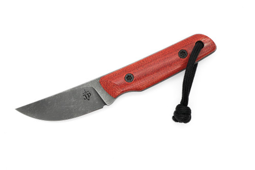 JP Bladesmithing - Shinobi EDC- 2.35" AEB-L Fixed Blade W/ Chili Pepper Micarta Handle & Black Leather Sheath