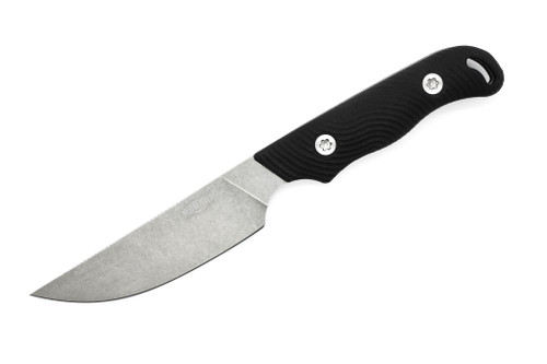 Hellbender Blade Co. - Outfitter - 3.5" Magnacut Tumbled Steel Fixed Blade W/ Black G-10 Handle