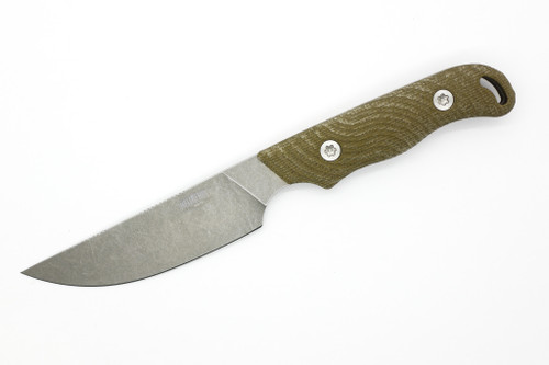 Hellbender Blade Co. - Outfitter - 3.5" Magnacut Tumbled Steel Fixed Blade W/ OD Green Micarta Handle
