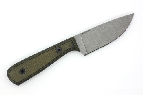 Very Good Knife Company - Adventure - 3.75" AEB-L Fixed Blade W/ Green & Black Canvas Micarta Handle