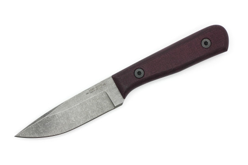 Very Good Knife Company - Hornet - 3.75" 80CRV2 Fixed Blade W/ Burgundy Canvas Micarta Handle