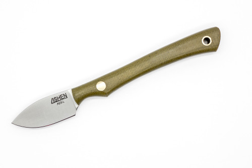 Lishen Knives - Northern Scalpel - 1.75" AEB-L Fixed Blade W/ Matte Green Canvas Micarta Handle