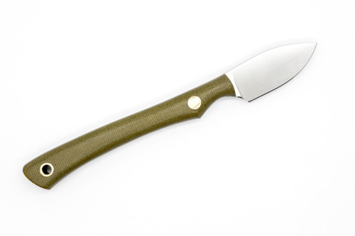 Lishen Knives - Northern Scalpel - 1.75" AEB-L Fixed Blade W/ Matte Green Canvas Micarta Handle