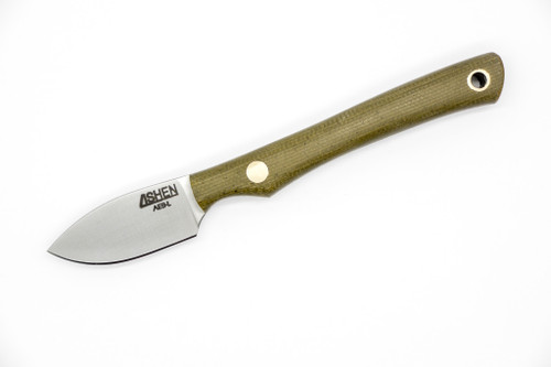 Lishen Knives - Mini Northern Scalpel - 1.75" AEB-L Fixed Blade W/ Matte Green Canvas Micarta Handle