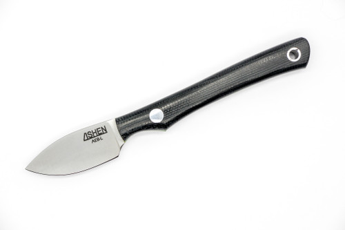 Lishen Knives - Mini Northern Scalpel - 1.75" AEB-L Fixed Blade W/ Matte Black Canvas Micarta W/ Green Liners Handle