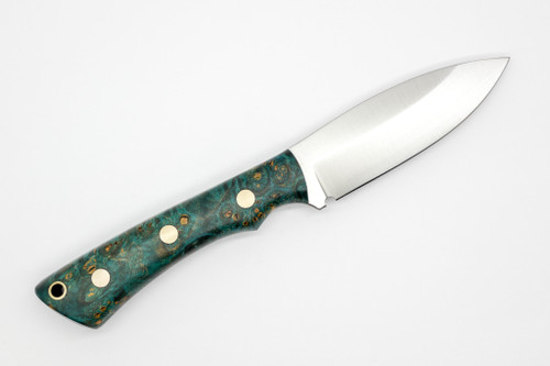Lishen Knives - Little Canuck - 3.25" AEB-L Fixed Blade W/ Blue Maple Burl Handle