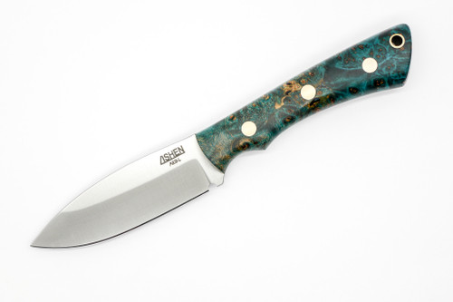 Lishen Knives - Little Canuck - 3.25" AEB-L Fixed Blade W/ Blue Maple Burl Handle