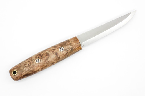 Lishen Knives - Udskaerer - 3.5" AEB-L Fixed Blade W/ Maple Burl & Mosaic Pins Handle