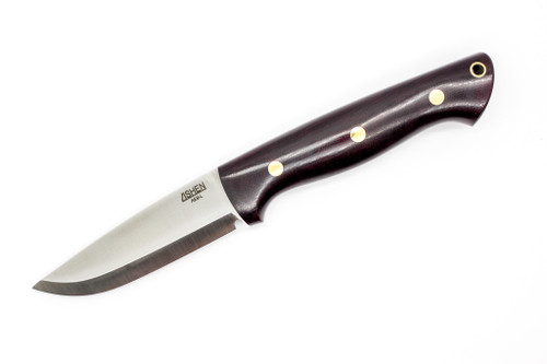 Lishen Knives - Dakota - 3.75" AEB-L Fixed Blade W/ Burgundy Canvas Micarta Handle