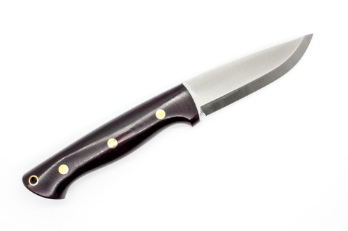 Lishen Knives - Dakota - 3.75" AEB-L Fixed Blade W/ Burgundy Canvas Micarta Handle