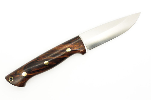 Lishen Knives - Dakota - 3.75" AEB-L Saber Grind Fixed Blade W/ Desert Ironwood W/ Brass Pins Handle - 1