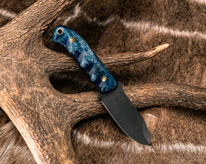 Half Face Blades - Disaster Cub - Dyed Giraffe Bone, Brass Mosaic Pins, Brass Lanyard Pin, Smooth Grip