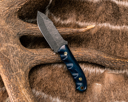 Half Face Blades - Disaster Cub - Dyed Giraffe Bone, Brass Mosaic Pins, Brass Lanyard Pin, Smooth Grip