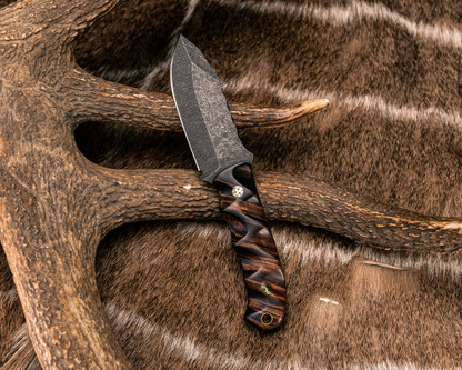 Half Face Blades - Disaster Cub - Hawaiian Curly Koa, Brass Mosaic Pins, Brass Lanyard Pin, Textured Grip