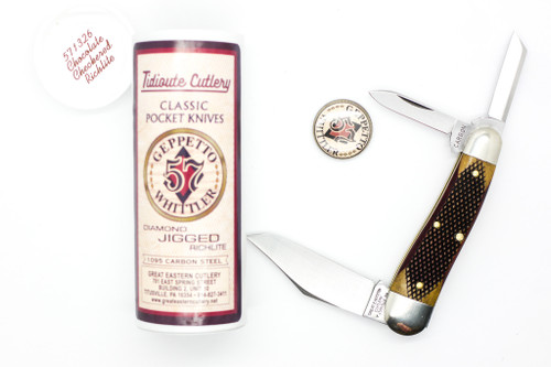 Great Eastern Cutlery Tidoute Cutlery #57 Geppeto Whittler - 3 Blade - Chocolate Checkered Richlite