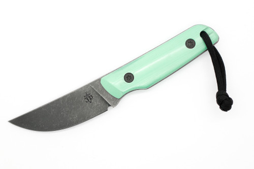 JP Bladesmithing - Shinobi XL - 3.125" AEB-L Fixed Blade W/ Tiffany Blue G-10 Handle & Black Leather Sheath