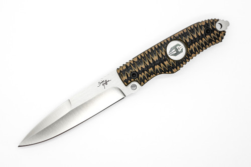 Hoffner Knives: Hand Spear - 5" Silver 440C Stainless Steel Fixed Blade Knife - Maduro G10 Handle