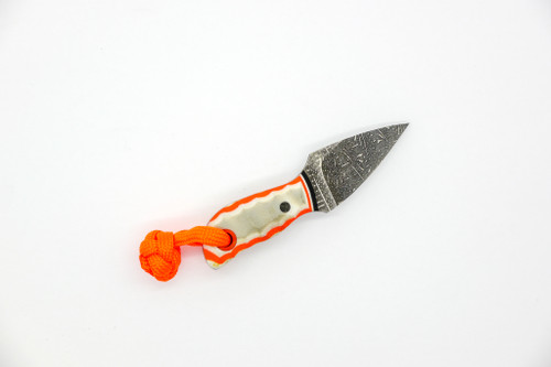 Aux Mfg - Pocket Lint - 1.5"  Vegas Forge Damasteel Blade w/ Grey, White, Orange G-10 Handle