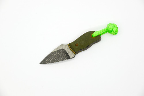 Aux Mfg - Pocket Lint - 1.5"  Vegas Forge Damasteel Blade w/ Green G-10 W/ Black & FDE Liner Handle