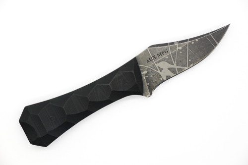 Aux Mfg - Pocket Bowie - 2.75"  AEB-L Acid Wash Stainless Steel Blade w/ Black G10 Handles
