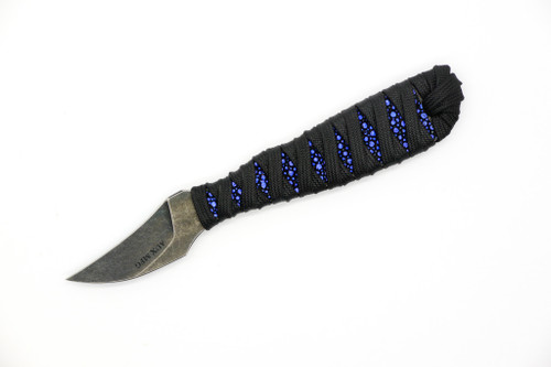 Aux Mfg - Tsume - 1.6"  AEB-L stainless steel Blade w/ Epoxied Cord Wrap Over Holographic Blue Stingray Handle