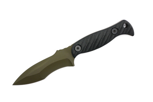 Half Face Blades - Extremis MK1 - Black G10, OD Green Cerakote, Allen Bolts, Hollow Lanyard Hole, Textured Grip