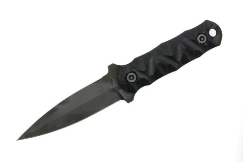 Half Face Blades - Combat Dagger - Black G10, Black Multicam Cerakote, Allen Bolts, Textured Grip