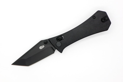 Aux Mfg - Pocket Tanto Crossbar - 2.77" 14c28n Steel Folding Blade w/ Black Micarta & Black Insert Handles