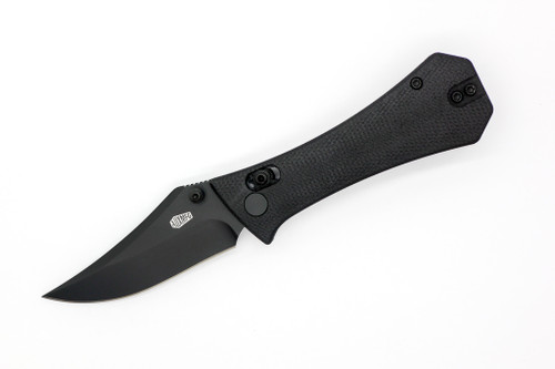 Aux Mfg - Pocket Bowie Crossbar - 2.77" 14c28n Steel Folding Blade w/ Black Micarta & Black Insert Handles