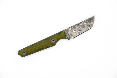 Lex Rex Customs - Mini Deathstick - 2" Damasacus Steel Fixed Knife W/ OD Green G-10