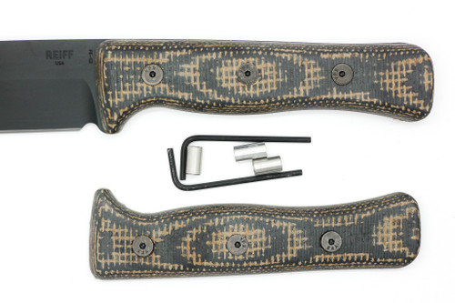 TKC G10 Handle for Reiff Knives F6 - Black Linen Micarta W/ Brown Burlap
