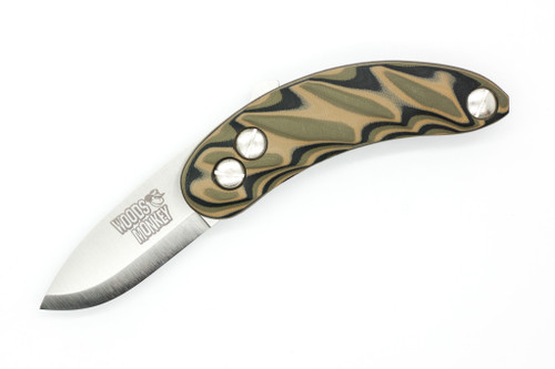 Woods Monkey Banana Peel by L.T. Wright - Drop Point - Scandi - A2- 3/8" Camo G-10 Handle
