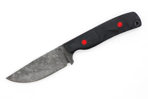 Snakebit Knives - Huckleberrys - 3.25" S35VN Fixed Blade W/ Black G-10 W/ Red Liner Handle