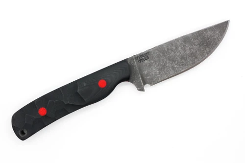 Snakebit Knives - Huckleberrys - 3.25" S35VN Fixed Blade W/ Black G-10 W/ Red Liner Handle