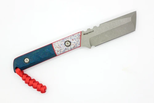 Bald Man Knife & Tool - Thicker Clipper - 2.75" Magnacut Fixed Blade W/ Bleed American Grip-X Handle & Red Kydex Sheath