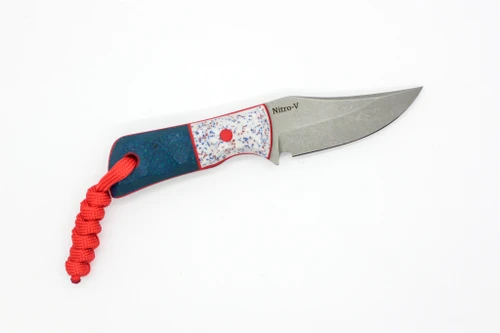 Bald Man Knife & Tool - L.P. 1 - 2.25" Nitro-V Steel Fixed Blade W/ Bleed American Grip-X Handle & Red Kydex Sheath