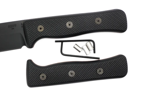 TKC G10 Handle for Reiff Knives F6 - Textured Black G-10 W/ Orange Liners