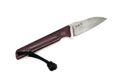 JP Bladesmithing - Wharnfang EDC- 2.25" AEB-L Fixed Blade W/ Double Red Micarta Handle & Brown Leather Sheath
