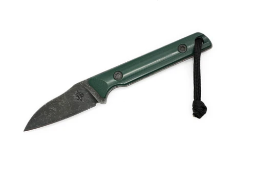 JP Bladesmithing - Wharnfang EDC- 2.25" AEB-L Fixed Blade W/ Forest Green G-10 Handle & Black Leather Sheath