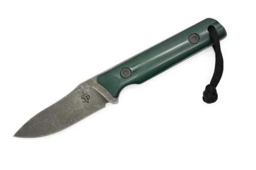 JP Bladesmithing - Fang XL - 3.125" AEB-L Fixed Blade W/ Forest Green G-10 Handle & Black Leather Sheath
