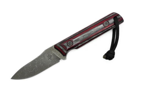 JP Bladesmithing - Fang XL - 3.125" AEB-L Fixed Blade W/ Apple Jack Dymalux Handle & Black Leather Sheath